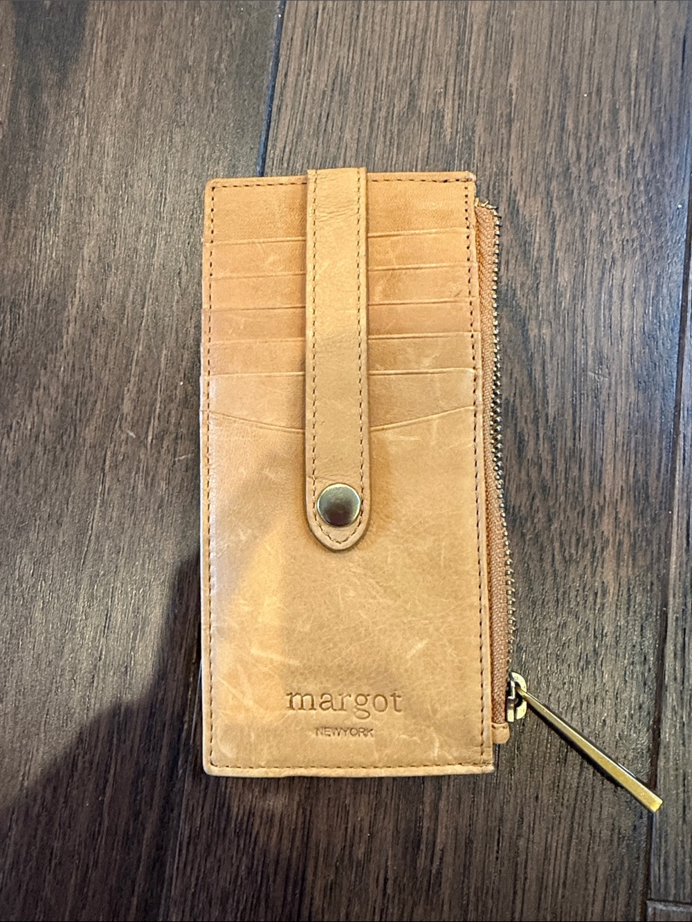 Margot Faye Card Wallet Tan Genuine Leather Wristlet - C4-078
